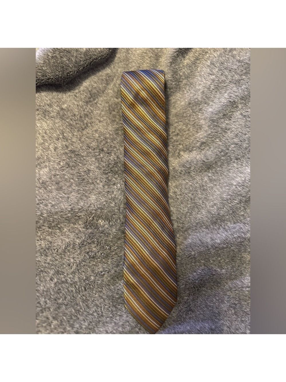 XMI Platinum 100% Silk Striped Yellow and Purple Men's Tie